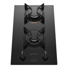 Cooktop 2 Bocas A Gás Preto Com Mesa De Vidro Atlas U Top