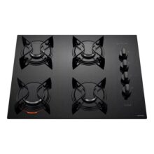 Cooktop 4 Bocas Atlas Preto Com Mesa De Vidro U Top Bivolt 110V/220V