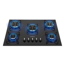 Cooktop a Gás 5 Bocas Mondial Preto/Inox Bivolt Vidro Temperado CTG-02