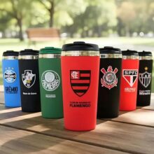 Copo Térmico Emborrachado Inox 450 Ml Dos Times De Futebol