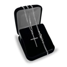 Corrente De Prata 925 Masculina Legítima Italiana + Pingente Crucifixo Cordão Correntinha Maciça Com Cruz Colar Grumet 1×1 Escamada Escama 60cm