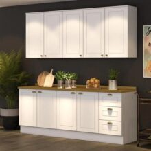 Cozinha Compacta 4 Peças 9 Portas 3 Gavetas Emily Espresso Branco Hp/nature