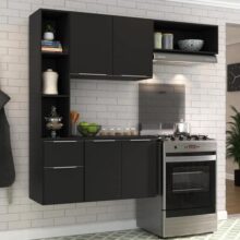 Cozinha Compacta Completa com Armário e Balcão Sofia Mp2001 Preta – Multimóveis Design Moderno e Espaçoso