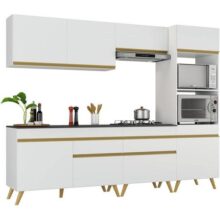 Cozinha Completa 5 peças cArmário e Balcão Mp3713 Veneza Gw Multimóveis Branca