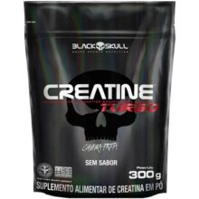 Creatine Turbo BlackSkull – Creatina Monohidratada em pó, com carboidrato para melhor absorção e performance (300g Refil, Sem sabor)