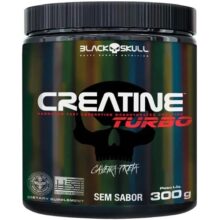 Creatine Turbo – sem sabor – Pote 300g – Black Skull – Suplementação para Treino, Performance, Ganho Muscular, Hipertrofia, Força e Resistência