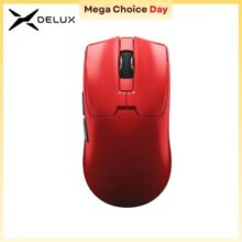 Delux M800mini Mouse Gamer Sem Fio, 46g Ultraligeiro, PAW3395/PAW3311, Taxa de Polling de 1KHz para Mãos Pequenas a Médias