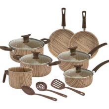 D’Italia – Aluminio Firenze – D’Italia Panelas – Conjunto de Panelas D’Itália 10 Peças Teflon Linea Sahara + Tampa de Vidro e Utens