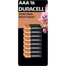 DURACELL – Pilha Alcalina AAA, Palito com 16 unidades