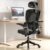 EKROTOK Cadeira de Escritório com Almofada de Assento de Látex, Cadeiras Ergonômicas para Computador com Apoio de Braços Retráteis e Apoio Lombar com Encosto Alto Trabalho (Preto)