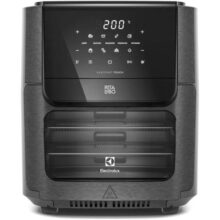 Electrolux Air Fryer Forno 5 x 1 12L 1700W Digital Espeto Giratório 2 Bandejas Antiaderentes 10 funções 7 Receitas aviso sonoro Fritadeira Elétrica sem Óleo Forno Bancada EAF90 Grafite 127V