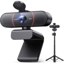 EMEET Webcam C960 4K Com Tripé, Sensor Sony UHD 4K, Mini Tripé De Altura Ajustável Com Capa De Privacidade, Foco Automático PDAF, Microfones Com Cancelamento De Ruído Duplo, Correção Automática De