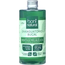 Enxaguante Bucal Natural e Vegano, Sem Flúor, Zero Álcool, Sem Parabeno, Menta e Melaleuca, Boni Natural, Verde, 500ml