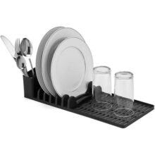 Escorredor de Louça DASPLAST Slim para 6 Pratos, Talheres e Copos, Compacto para Cozinha, Preto, Design Alongado