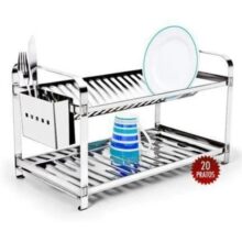 Escorredor De Pratos Em Inox Fixo 20 Pratos C/ Porta-talher