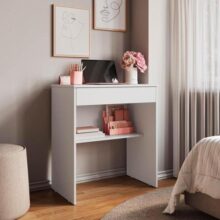 Escrivaninha Estudo e Trabalho – Mesa Compacta com Gaveta para Quarto ou Escritório | Móveis Bonatto (Branco)