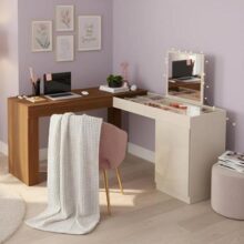 Escrivaninha Penteadeira De Canto Star Com Nicho Makeup Liberty Móveis Freijo