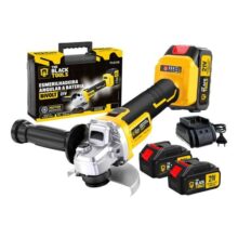 Esmerilhadeira Lixadeira Angular Sem Fio Com 2 Baterias 21v 4000mah 4.1/2 125mm Maleta Tca21bt The Black Tools Amarelo E Preto 127/220v 60hz