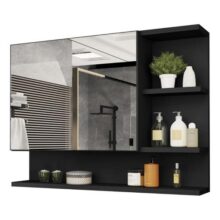 Espelheira Cleopatra Armário para Banheiro com Espelheira Preto