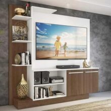 Estante Tv 55 E 2 Portas Denver Multimóveis V2473 Cor Argila/Branco