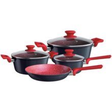 Euro Home – Conjunto de Panelas 4 peças de Alumínio com Antiaderente ColorStone Titânio – ALU8709-TI