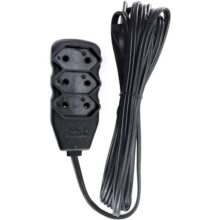 Extensao Eletrica Bipolar 5Mts 3 Entradas Preta, Force Line, 0180200238