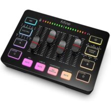 Fifine Gaming Audio Mixer, Mixer Rgb Para Pc De Streaming Com Interface De Microfone Xlr, Controle Individual, Botão De Silenciar, Alimentação Phantom 48v, Para Podcast/gravação/vocal/voz De Jogo-sc3