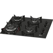 Fischer Cooktop À Gás 4 Bocas Tripla Chama Fit Line Mesa Vidro Preto Bivolt – 26299-57078