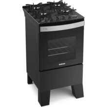 Fogão 4 Bocas a Gás Itatiaia Itaglass Plus Mesa de Vidro Acendimento Automático Preto Bivolt