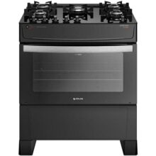 Fogão 5 Bocas Atenas Glass Preto Com Mesa De Vidro