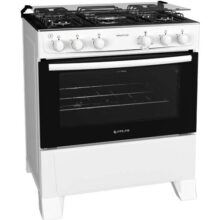 Fogão 5 bocas Atlas Mônaco Plus Branco com Acendimento Automático e Mesa Inox