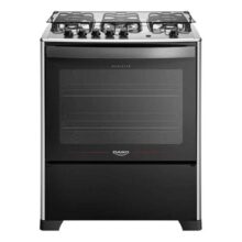 Fogão 5 Bocas Dako Magister Grill Preto Com Mesa Inox Bivolt