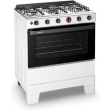 Fogão 5 Bocas Esmaltec F5iab5121 Ideal Super Mesa em Aço Inox Acendimento Automático Branco Bivolt
