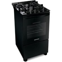 Fogão Brastemp 4 Bocas Preto com mesa de vidro e dupla chama Bfo4xae – Bivolt