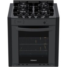 Fogao de Embutir 4 Bocas Venax Gaudi Prisma Vitreo Bl Grafite Gas Glp