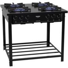 Fogão Industrial 4 Bocas Preto Com Tripla Chama Dako Couraçado