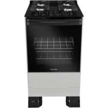 Fogão Mueller 4 bocas Titânio com Mesa de Vidro e grades de ferro fundido Bivolt MFV4BF