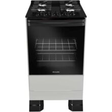 Fogão Mueller 4 bocas Titânio com Mesa de Vidro e grades de ferro fundido Bivolt MFV4BF