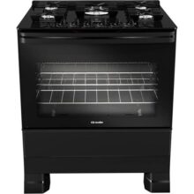 Fogão Mueller 5 Bocas Preto Com Mesa De Vidro E Tripla Chama Bivolt Mfv5bf