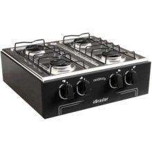 Fogão Portátil 4 Bocas Asiatico Junior Braslar Preto