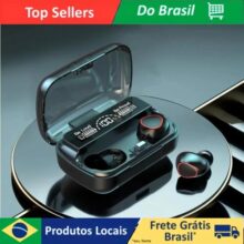 Fone de Ouvido Bluetooth 5.1 com Case LED Digital À Prova D’água Bateria Longa Touch Control