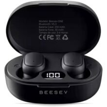 Fone de Ouvido Bluetooth 5.3 TWS Sem Fio Wireless Com Visor Graves Potente Compatível com iOS e Android Beesev-ONE