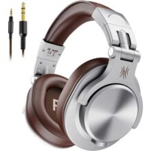 Fone de Ouvido DJ OneOdio A71 Fusion, Silver/Brown | Falante 40 mm Neodimio, Conexão P2 ou P10, Com Microfone, Cabo Destacável, Grande