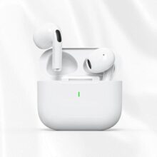 Fone De Ouvido Sem Fio Bluetooth 5.3 Compatível iPhone Android Com Microfone e Redução de Ruído Wireless Academia Corrida Musicas Graves Potentes Controle Touch,À Prova D’água HiFi Branco