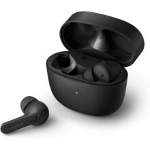 Fone de ouvido sem fio TWS bluetooth com microfone, formato em haste, IPX4 e energia para 18 horas totais na cor preto TAT2206BK/00