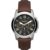 Fossil Relógio masculino Grant com mostrador de cronógrafo e pulseira de couro genuíno ou aço inoxidável Marrom o