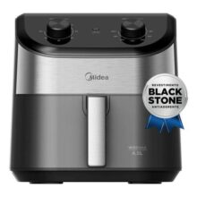 Fritadeira Air Fryer 4,5l Widemax Com Interior De Alumínio 1500w Midea Preto 220v