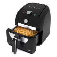 Fritadeira Air Fryer 5 Litros Com Cesta Antiaderente Removível Aviso Sonoro E Desligamento Automático Frita Sem Óleo Com Circulação De Ar Quente Em 200°c Timer 1900wts De Potência E Itatiaia