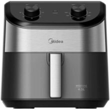 Fritadeira Midea Air Fryer 4,5L, design de dois botões, ampla faixa de temperatura de 80°C a 200°C, prato antiaderente para vegetais, 1550W, 110V, FWM45P1
