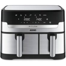 Fritadeira Sem Óleo Air Fryer Arno Dual 8,3L AFD2, 1800W, Inox e Preta, Cestos Duplos Independentes, Função SYNC, Painel Digital, 220V